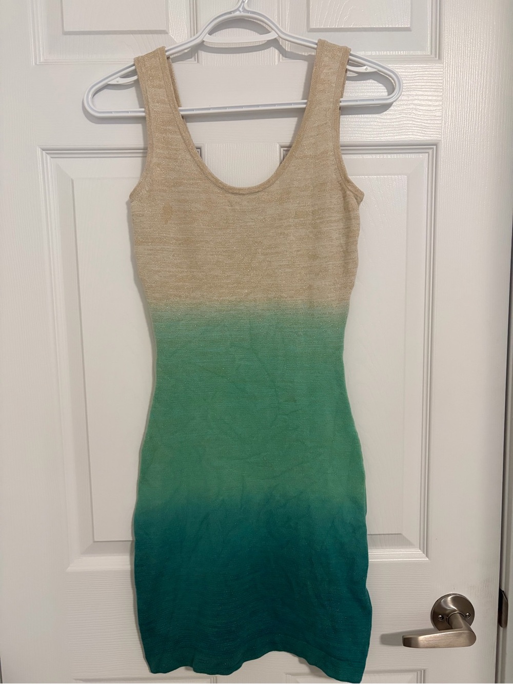 Marciano Ombre Tank Mini Dress in Cream and Teal